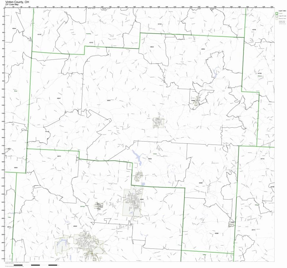 Working Maps Vinton County, Ohio OH Zip Code Map Not
