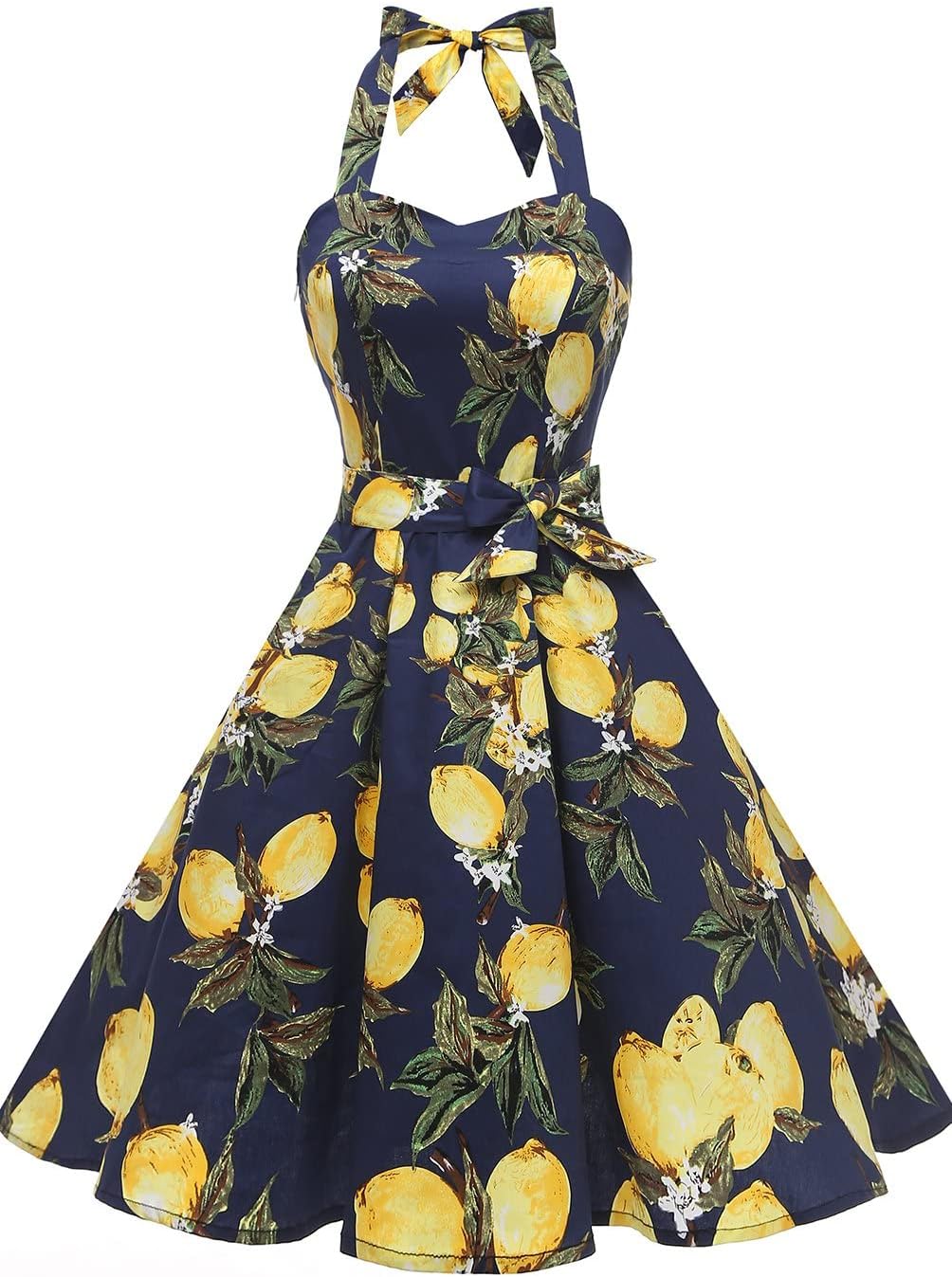 Women'sVintage Polka Audrey Dress 1950s Halter Retro Cocktail Dress