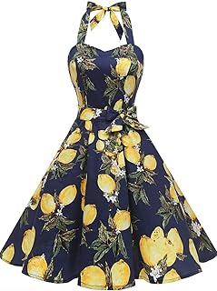Women'sVintage Polka Audrey Dress 1950s Halter Retro Cocktail Dress - Buy now