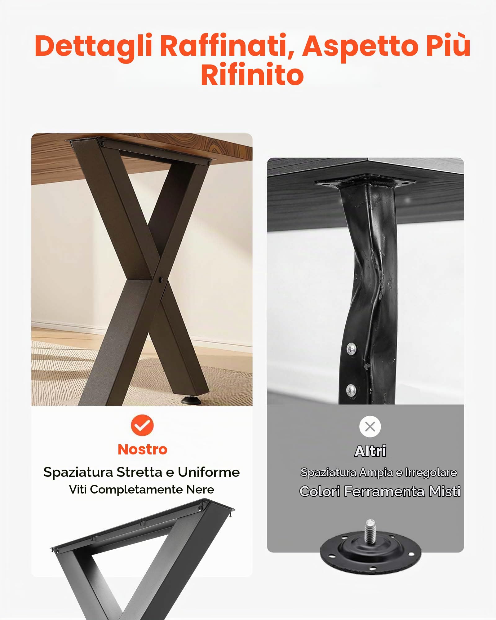 VEVOR Gambe per Tavolo in Acciaio, Gambe per Scrivania Smontabili, Design Modulare, Struttura a X Stabile, Facile da Montare, Carico Max. 1000 kg, 2 Pezzi, 75 x 76 cm, per Tavoli da Bar e da Lavoro