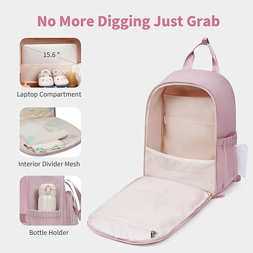 Miniatura 8 de CEI-CEI Mochila para pañales grande para bebé, resistente al agua, mochila de viaje para niños y niñas, recién nacidos, con bolsillos aislados,