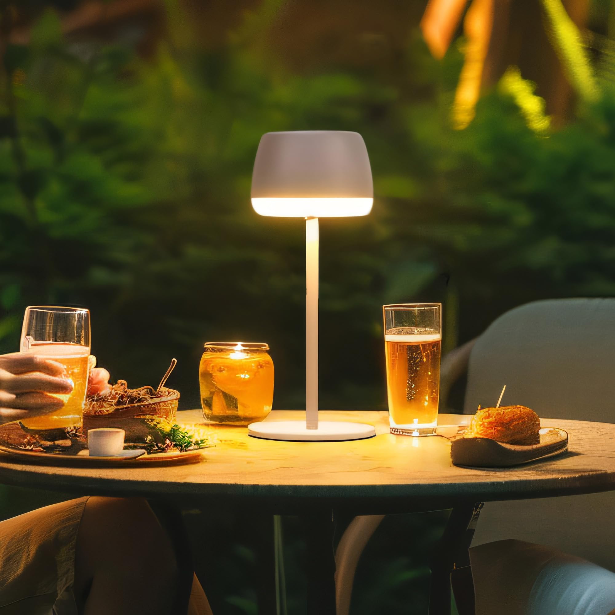 Rechargeable Cordless Outdoor Table Lamp,Garden Table Lamp,3-Level Touch Dimmable,Portable Restaurant Table Light,Waterproof Patio Table Lamp,LED Mood Lamp,2200mAh,2700K,Aluminum,Wireless,Hotel,Bar