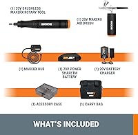 Vista 6 de Worx MAKERX WX992L 20V Kit de herramientas de manualidades (2 piezas) - Herramienta giratoria + cepillo de aire