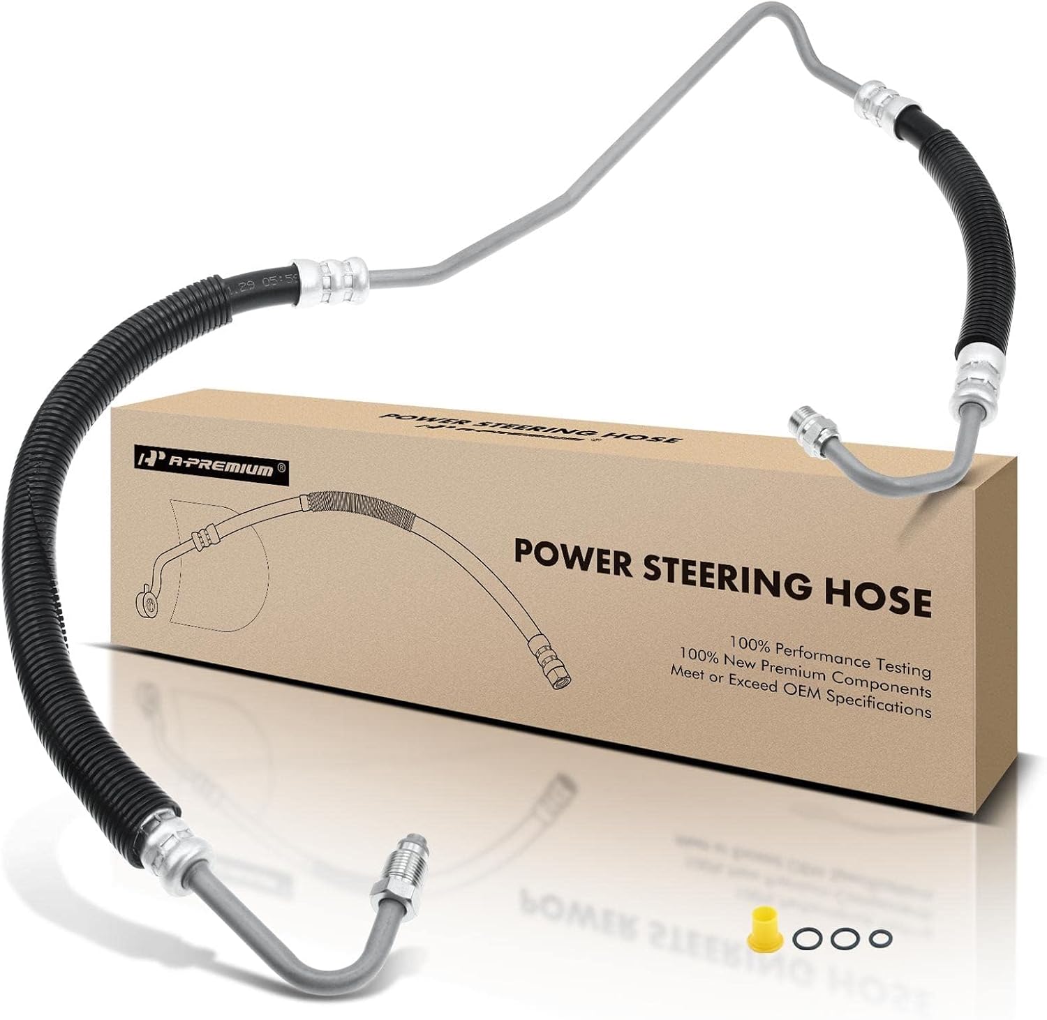 A-Premium Power Steering Pressure Line Hose Assembly Compatible with Ford Mustang 1999 2000 2001 2002 2003, with O-ring, Pump To Hydraulic Brake Booster