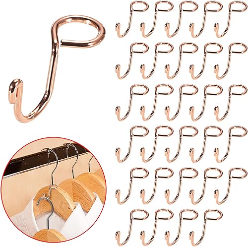Miniatura 8 de Sumnacon Ganchos para colgar ropa, 30 unidades, ganchos de metal dorado, ganchos extensores para colgar en cascada, ganchos extensores para perchas