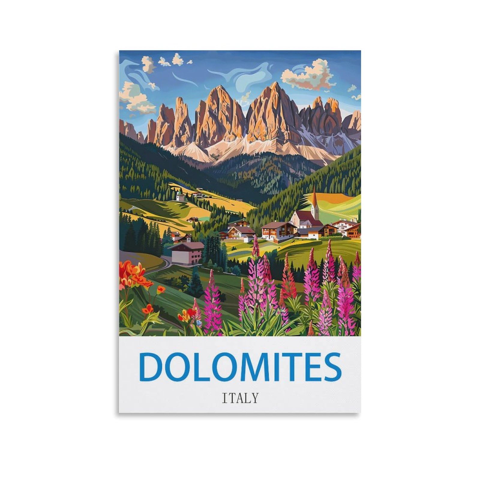 ZHILIJING Dolomites Italy Vintage Travel Poster 08x12inch(20x30cm) Decorative Painting Canvas Wall Posters And Art Picture Print Modern Family Bedroom Decor Posters