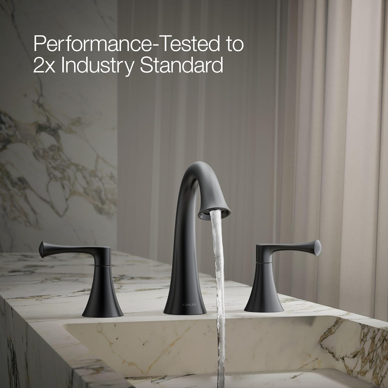 Kohler 35953-4-BL Buckley™ Widespread Bathroom Sink Faucet, 1.2 gpm, Matte Black