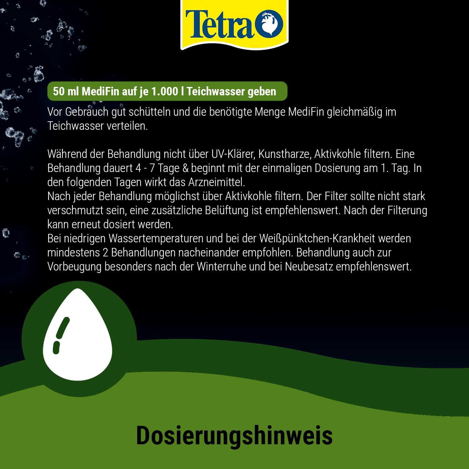 Tetra Pond MediFin - Medikament für Teichfische gegen die häufigsten Krankheiten, auch zur Vorbeugung und Desinfektion, 3 L
