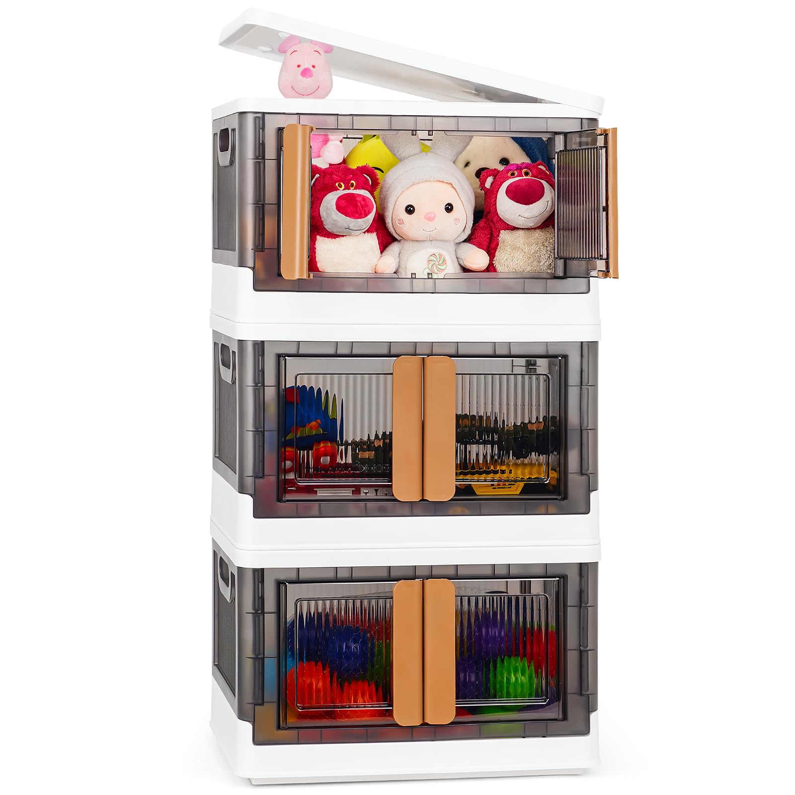 Buy ABTOR Closet Organizers, Storage Bins with Lids 3 Pack, Stackable