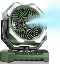 Misting Fan Portable with 250ml Water Tank, 24000mAh Rechargeable Cooling Fans for Outside, Outdoor Water Misters with 2 Mist Modes, Remote Control Camping Fan with Timer for Beach, Tent, Patios
