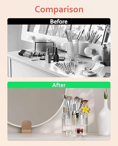 Miniatura 4 de Organizador de maquillaje giratorio  Organizador de cosméticos giratorio redondo con 9 ranuras, pequeños organizadores de maquillaje para