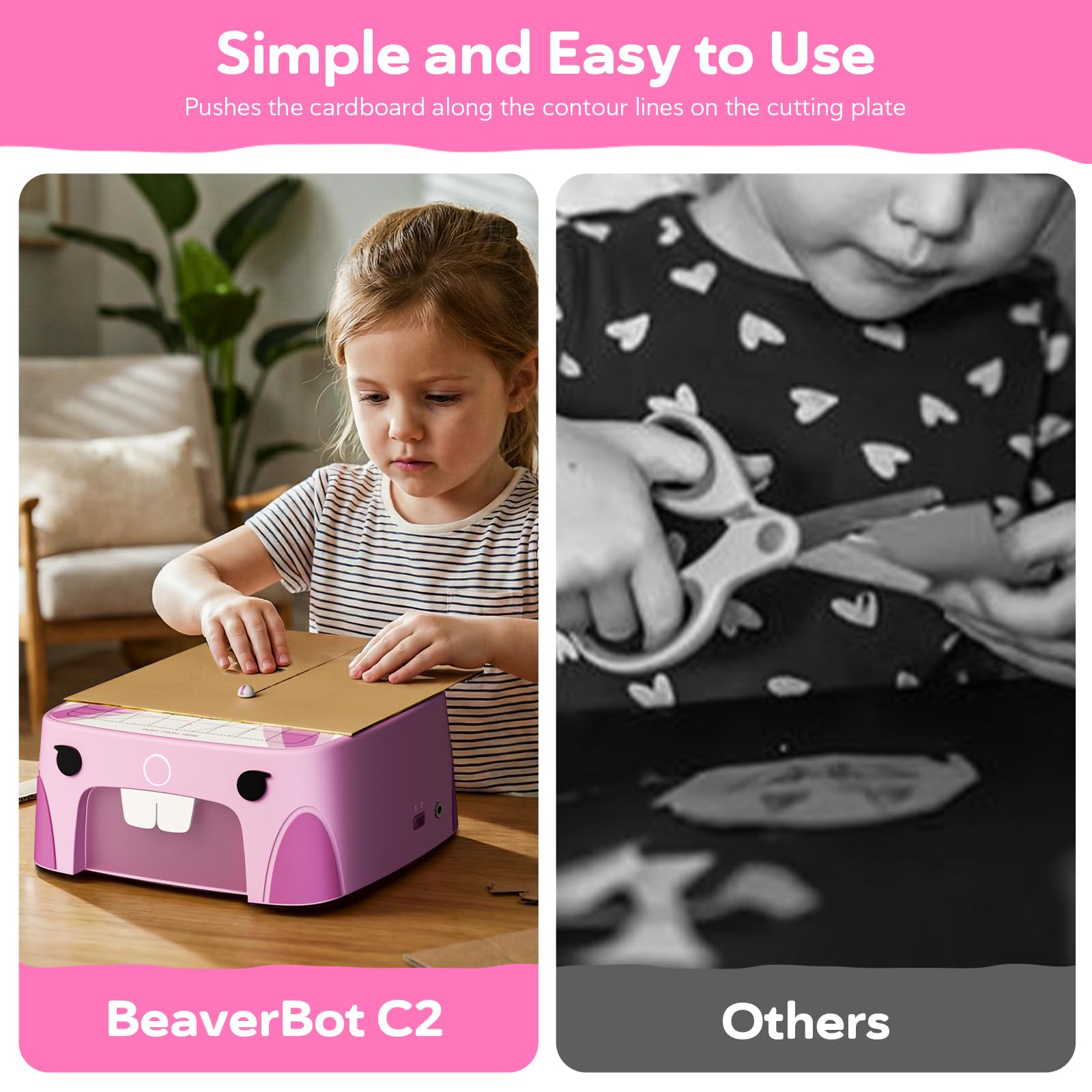 SainSmart x BeaverBot C2 Taglierina per Cartone Bambini, Giocattolo STEM Coniglio, Lama Protetta, 2 Velocità, per Lavoretti Creativi e Modelli 3D, 4-12 Anni