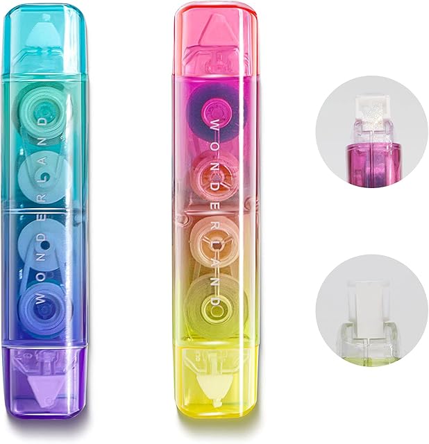 Adhesive Glue Tape Correction Tape Dots Glue Roller Double Side Tapes Applicator Correction Roller White Out Tape Scrapbooking Tape pen (Dual Use,4mx5mm for each)