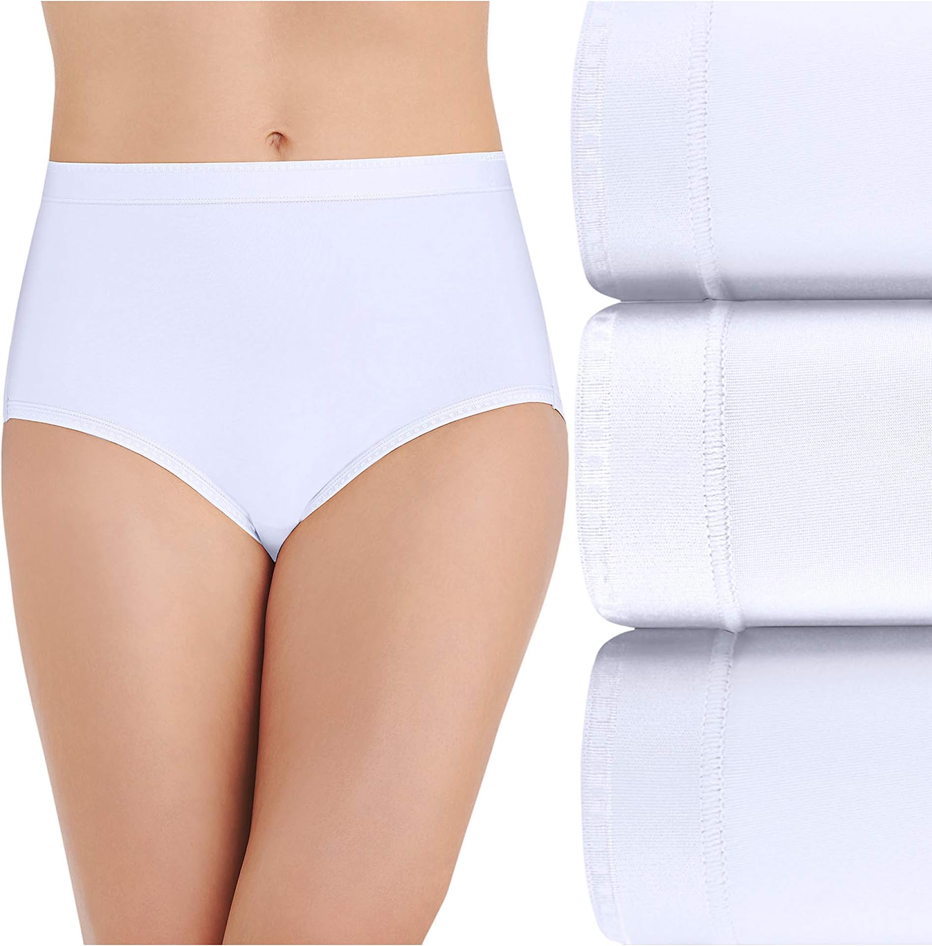 Vanity FairWomen's Comfort Where It Counts Brief Panty 13163, White Multi, 8