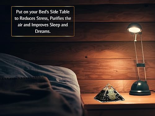 Miniatura 6 de Amazing Gemstone Cristal grande de pirámide de orgón de turmalina negra, pirámide de orgonita de ojo malvado de mano de Hamsa, curación de energía