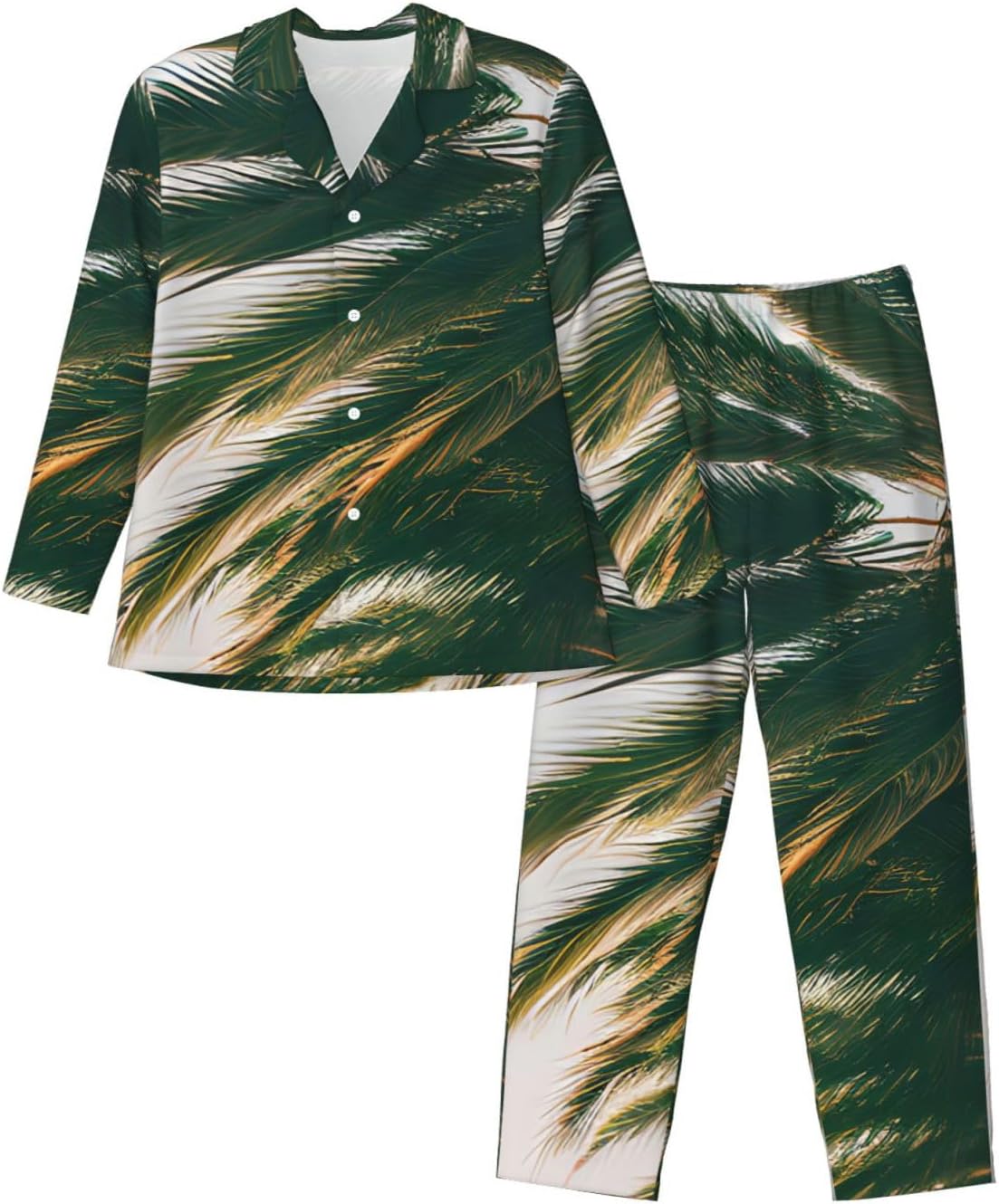 Los Angeles Palm Trees Print Luxurious Mens Pajamas Set,Breathable Pajamas Set,Perfect For Lounging Bed,Sofa