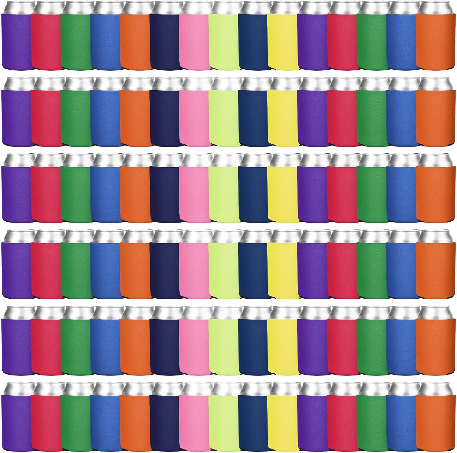 Sunnyray 200 Pieces Multicolor Blank Beer Can Cooler Sleeves Bulk Can Sleeve Beer Drink Sleeve Insulator Sleeve Soft Insulated Reusable Beer Can Coolers for Soda Beer Wedding Party Favors DIY Supplies
