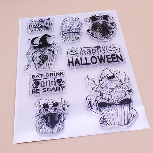 Miniatura 3 de Happy Hallowwen - Sellos de silicona transparentes para hacer tarjetas, sellos de goma transparente para álbumes de recortes, álbum de fotos, sellos