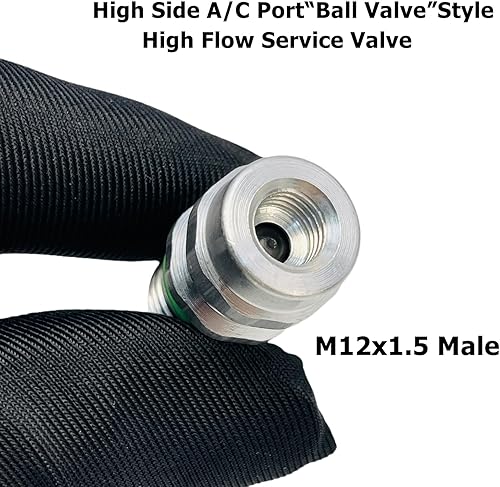 Miniatura 3 de Válvula de servicio de aire acondicionado M12x1.5 macho Válvula de puerto de carga AC de lado alto incluye tapas de repuesto para MT0105, 800-955,