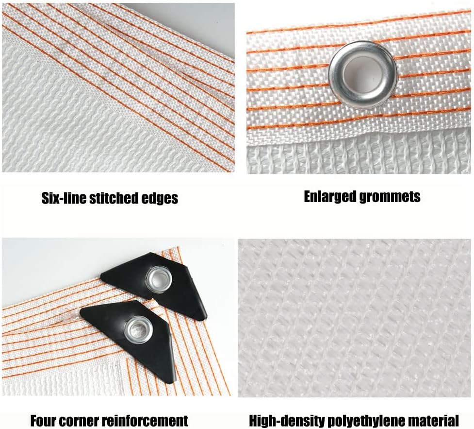 90% Shade Cloth, Dog Kennel Shade Netting, Sturdy Durable Sunblock Shade Mesh Tarp with Grommets for Patio Plants Greenhouse Porch 3.3ftx3.3ft 6.5ftx10ft 10ftx13ft 13ftx20ft (Color : White, Size : 3