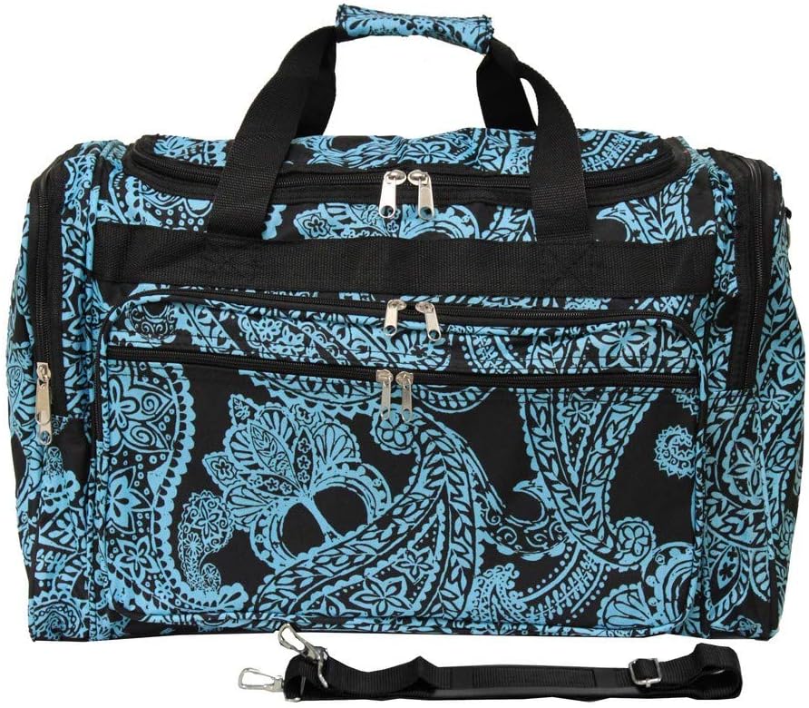 Luggage 19" Duffle Bag, Black Blue Pais, 19-inch, Paisley