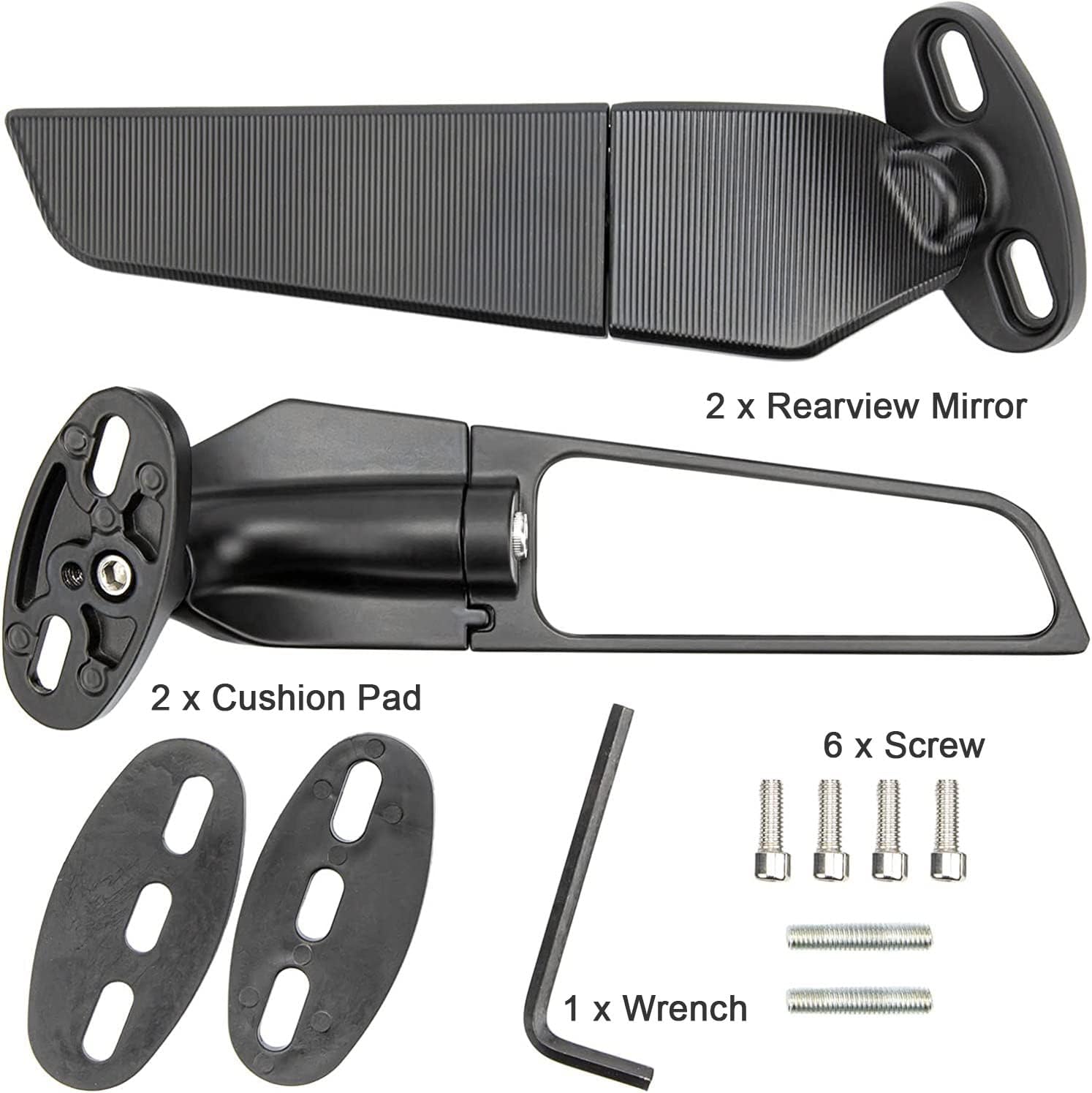 Modified Motorcycle Rearview Mirror,1 Pair Adjustable Rotating Side Mirrors,Wide Viewing Angle Wing Rearview Mirrors for Ninja 300 400 650 ZX6R CBR1000RR