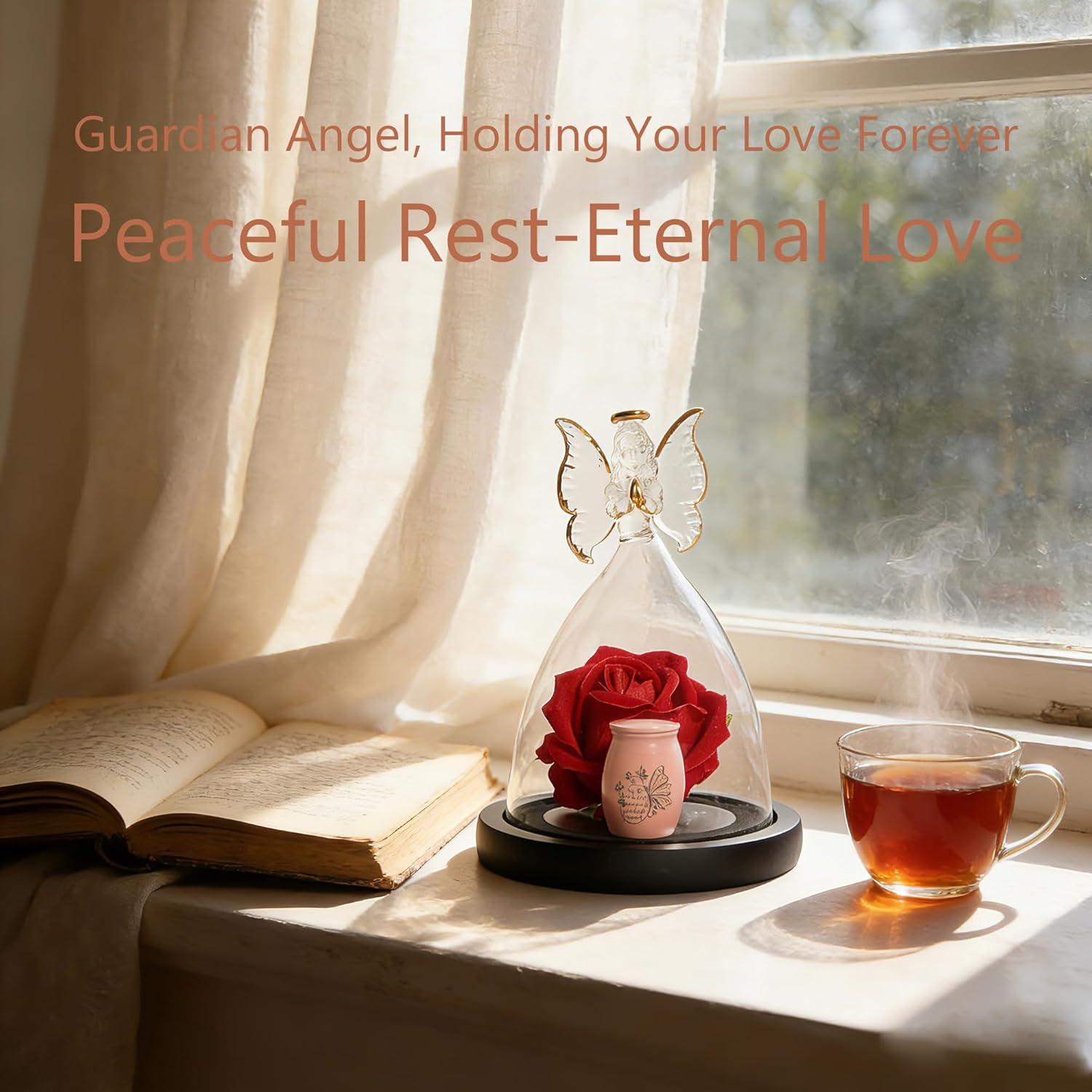 Butterfly Mini Urn,Small urns for Human Ashes Keepsake,Glass Angel Figurine with Roses Ashes Holder Small Ash Urn Little urn Mother for Women Beautiful Mini Sharing Funeral Urns