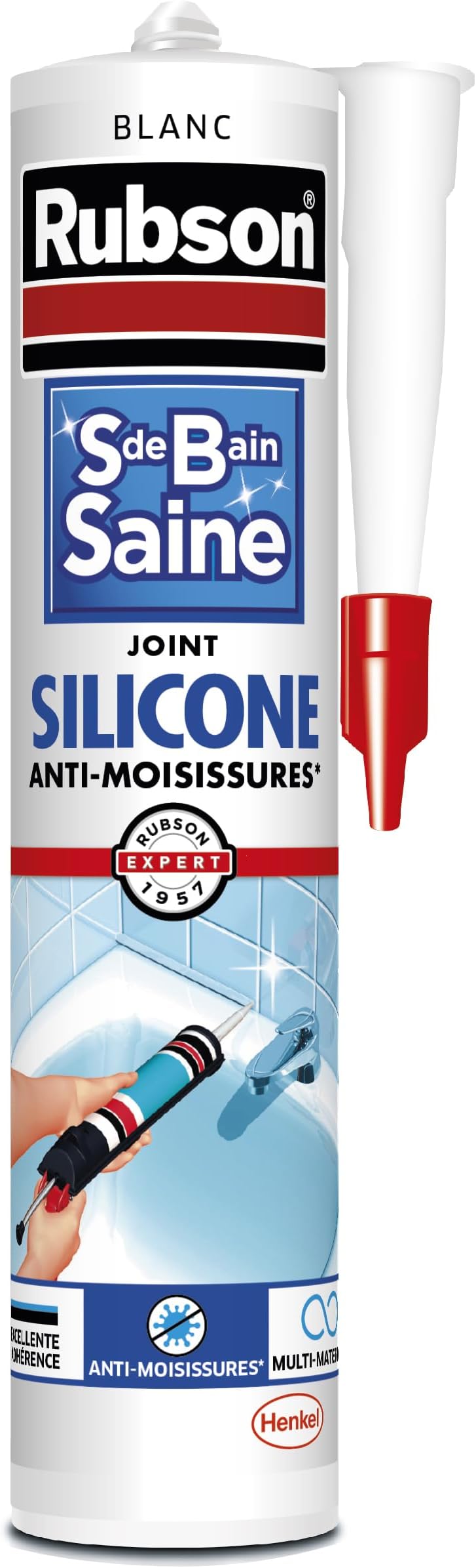 Rubson Bain & Cuisine Mastic Silicone AntiMoisissures Transparent, mastic sanitaire à base de