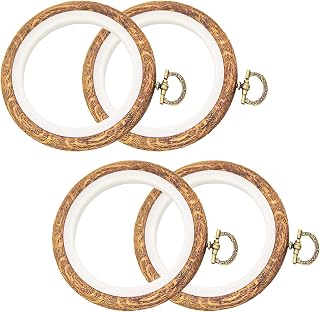 Embroidery Hoops 4PCS 3.0 inch Round Embroidery Frame with Metal Ring Small Imitated Wood Embroidery Circle Embroidery Hoop Display Stand for Cross Stitch Art Craft Sewing (3.0in/7.5cm)