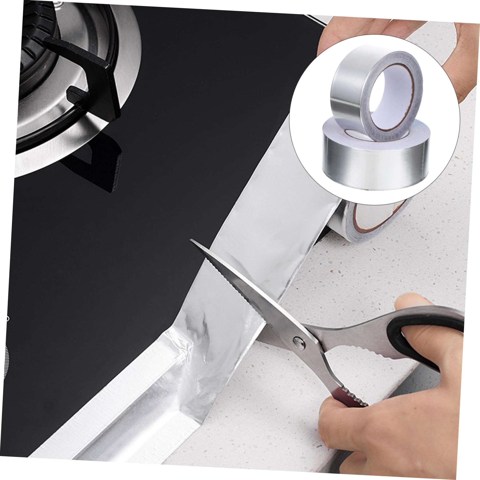2 Rollen Aluminium Klebeband Set Hitzebeständiges Selbstklebendes Alufolien Tape für Küche Elektronik Wasser und Ölschutz Vielseitig Einsetzbar