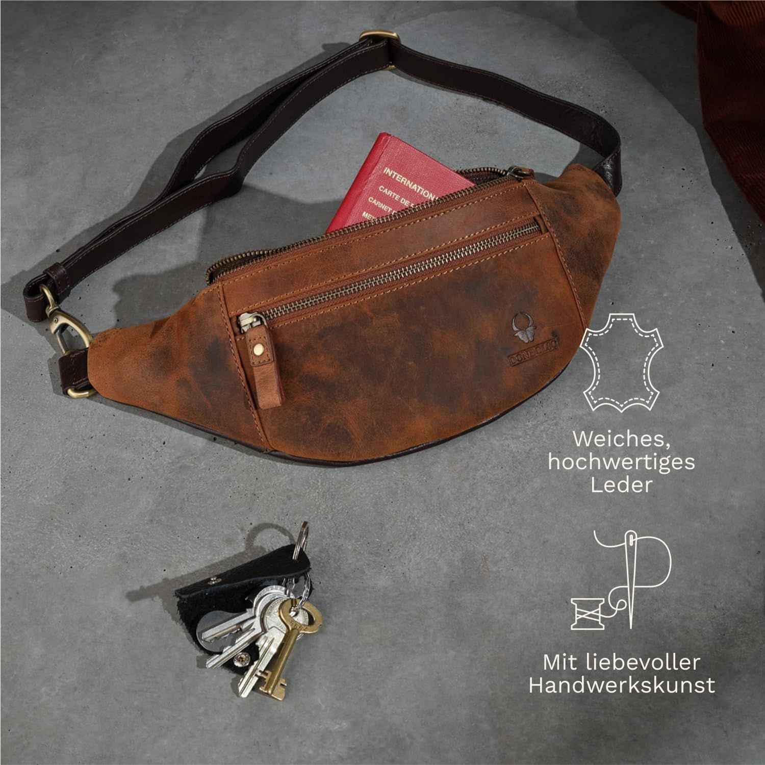 DONBOLSO Bauchtasche Seattle, Vintage Braun