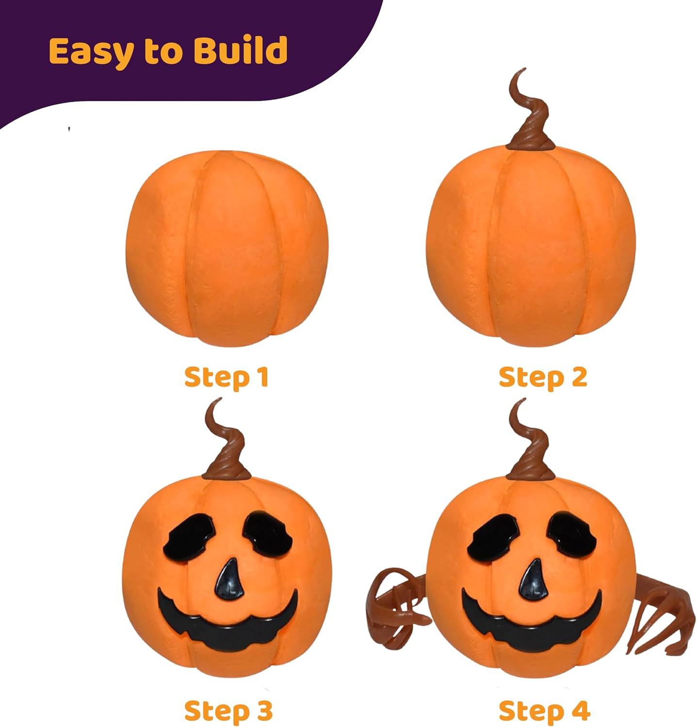 DIY Jack-O-Lantern Craft Kit – 12 Party Pack| Build, Decorate & Display | Art & Crafts Activity for Kids Ages 5+ for Halloween & Fall | Great for Birthday Parties, Trick or Treating
