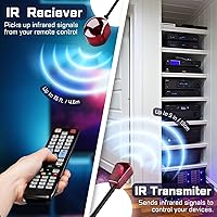 Vista 5 de TNP Cable extensor de control remoto infrarrojo infrarrojo (25 pies) - Receptor IR alimentado por USB y cable de extensión de emisor IR - Kit