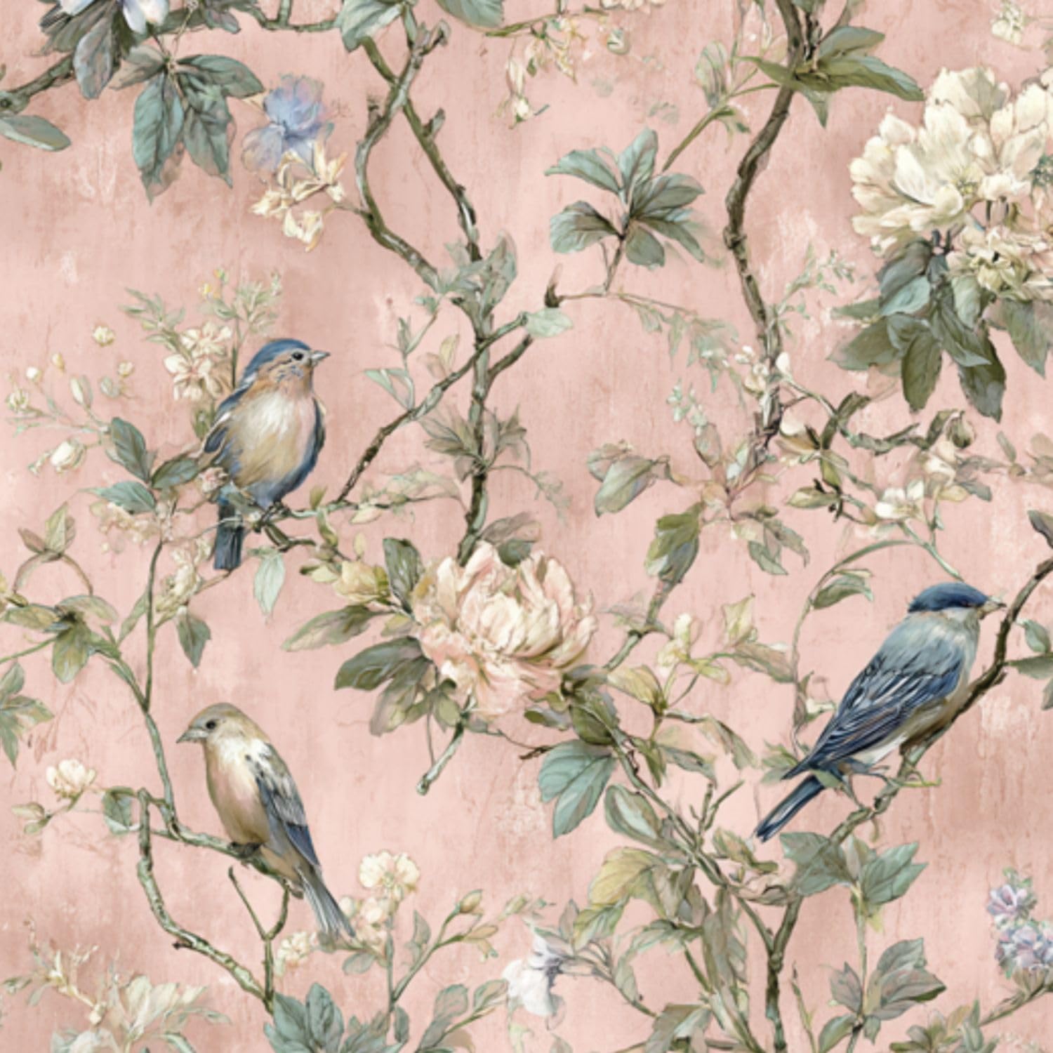 DERUINVAIO Self Adhesive Feature Removable Vintage Cottage Garden Peel and Stick Vinyl Wallpaper Roll, Sticky Lining Paper for Bedroom, Living Room, Kitchen Walls