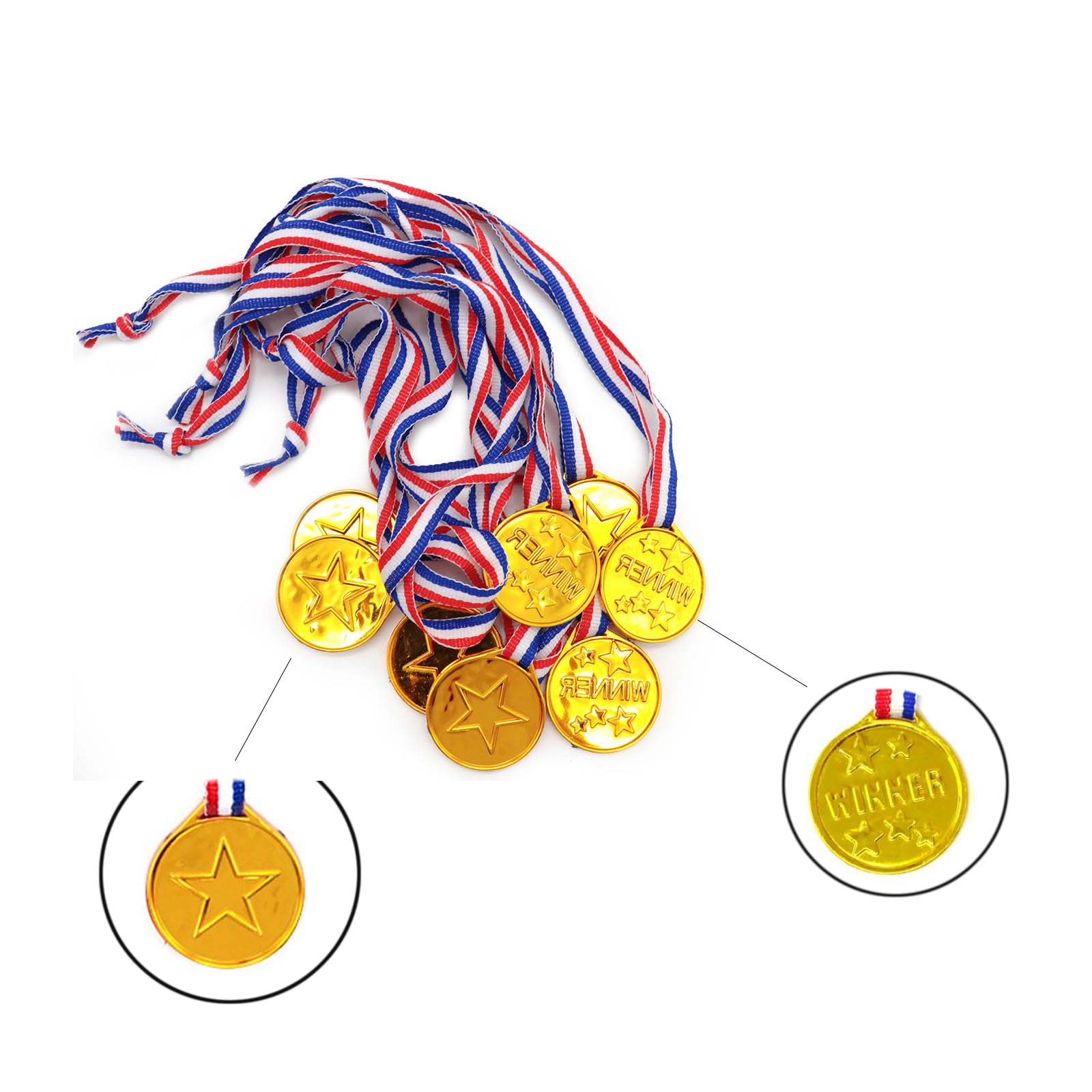 24 Pezzi di Medaglie Vincitori, Medaglie Premiazioni, Sono Adatti A Competizioni Sportive Agonistiche Come I Giochi Scolastici (Plastica)