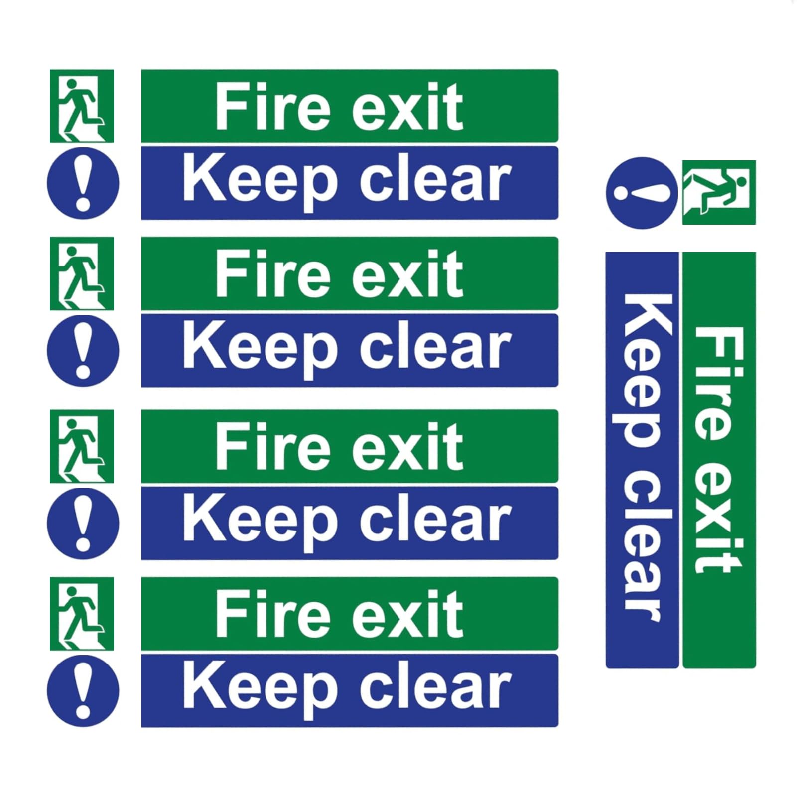 5PCS Fire Exit Keep Clear Sign, 300mm X 100mm Safety Signs Self Adhesive Signage