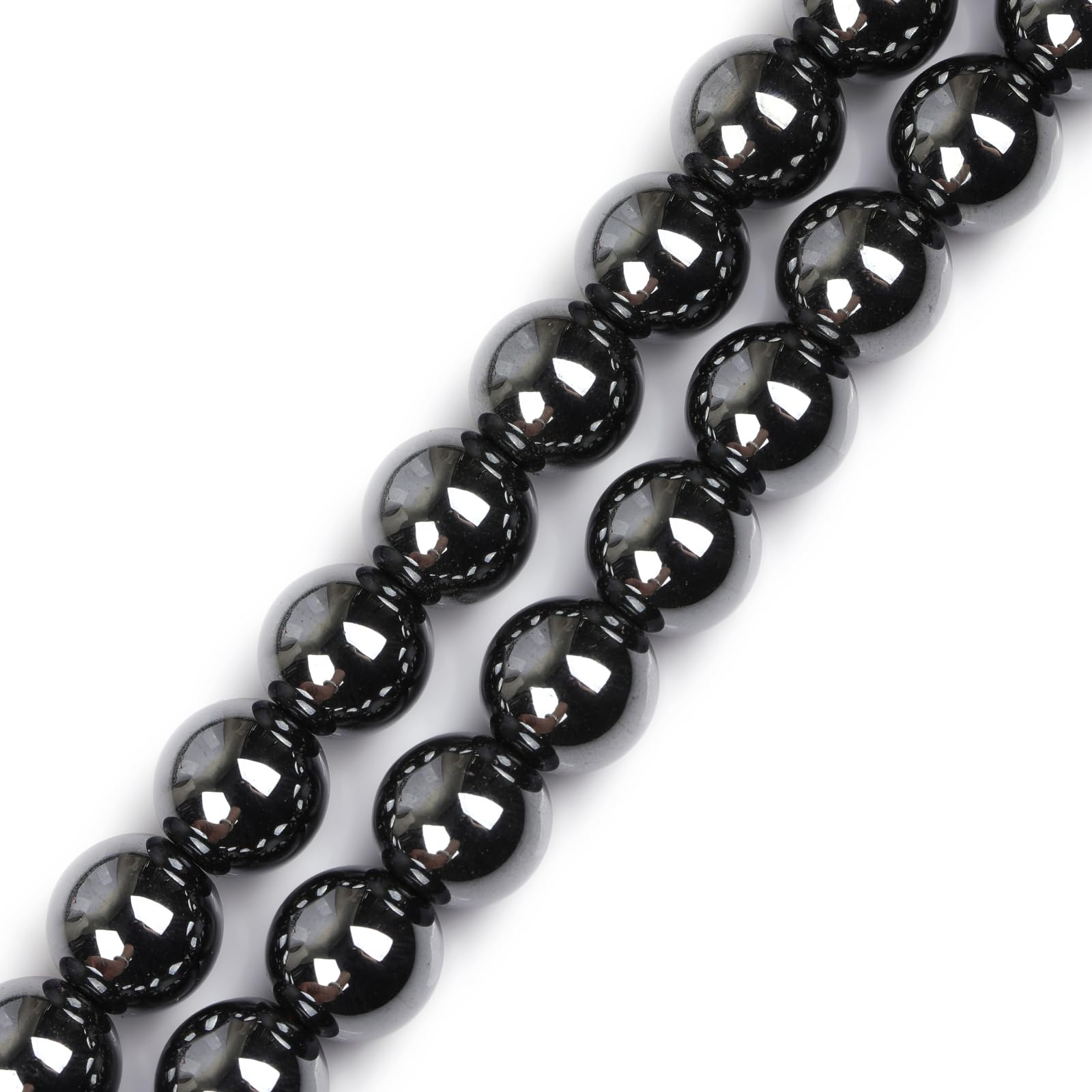 GEM-Inside Natural 12mm Hematite Black Round Gemstone Semi Precious Loose Beads for Jewellery Making 15"