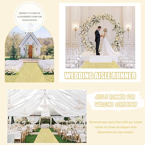 Miniatura 5 de Camino de pasillo para boda, terciopelo champán, camino de pasillo de 2 x 15 pies, accesorios de boda, corredor rústico, alfombra de pasillo al aire