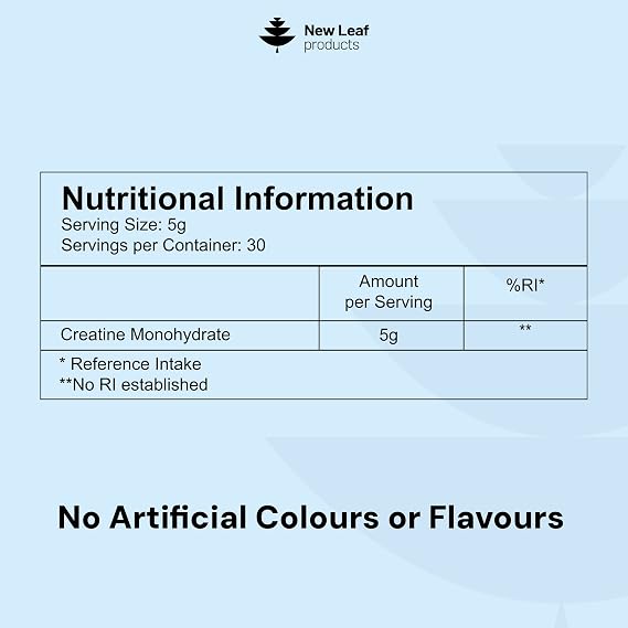 Creatine Monohydrate Powder 100% Pure Micronized Creatine - 150g Increased Absorption & Mixing, Creatine Powder for Physical Performance + Scoop Pre Post Workout Gym Supplements UK Made by New Leaf