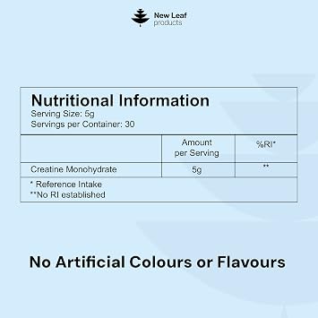 Creatine Monohydrate Powder 100% Pure Micronized Creatine - 150g Increased Absorption & Mixing, Creatine Powder for Physical Performance + Scoop Pre Post Workout Gym Supplements UK Made by New Leaf