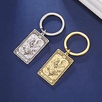 Vista 4 de TEAMER Skeleton Tarot Cards Keychains Stainless Steel Amulet Marigold Tarot Card Major Arcana Keyring for Keys Cars Bags