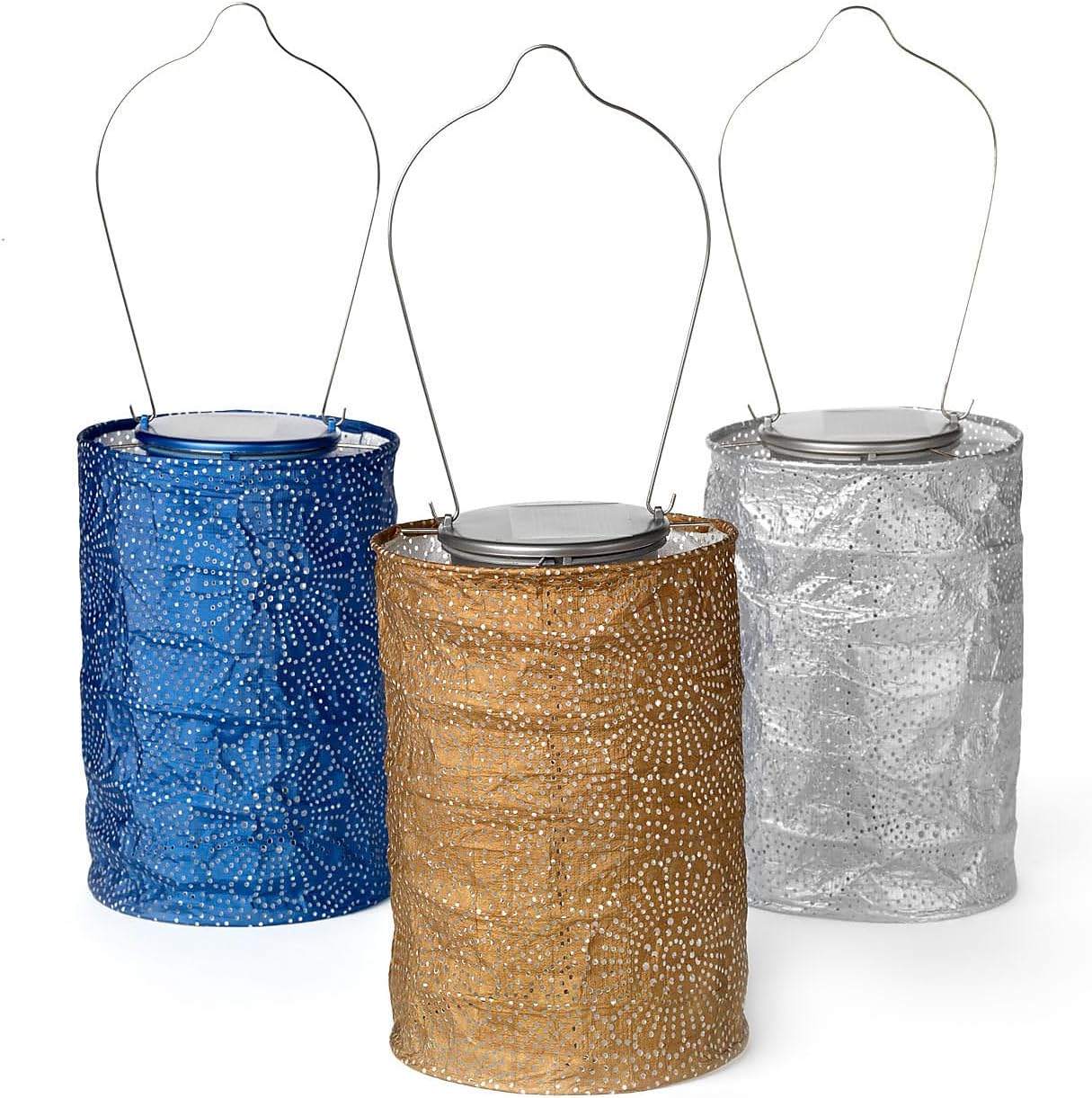 Allsop Home and Garden Soji Stella LED Outdoor Solar Lantern, Handmade with Weather-Resistant UV Treated Tyvek Fabric, Stainless Steel Hardware, Auto sensor on/off, for Patio, Deck, Garden, Color (Bronze)