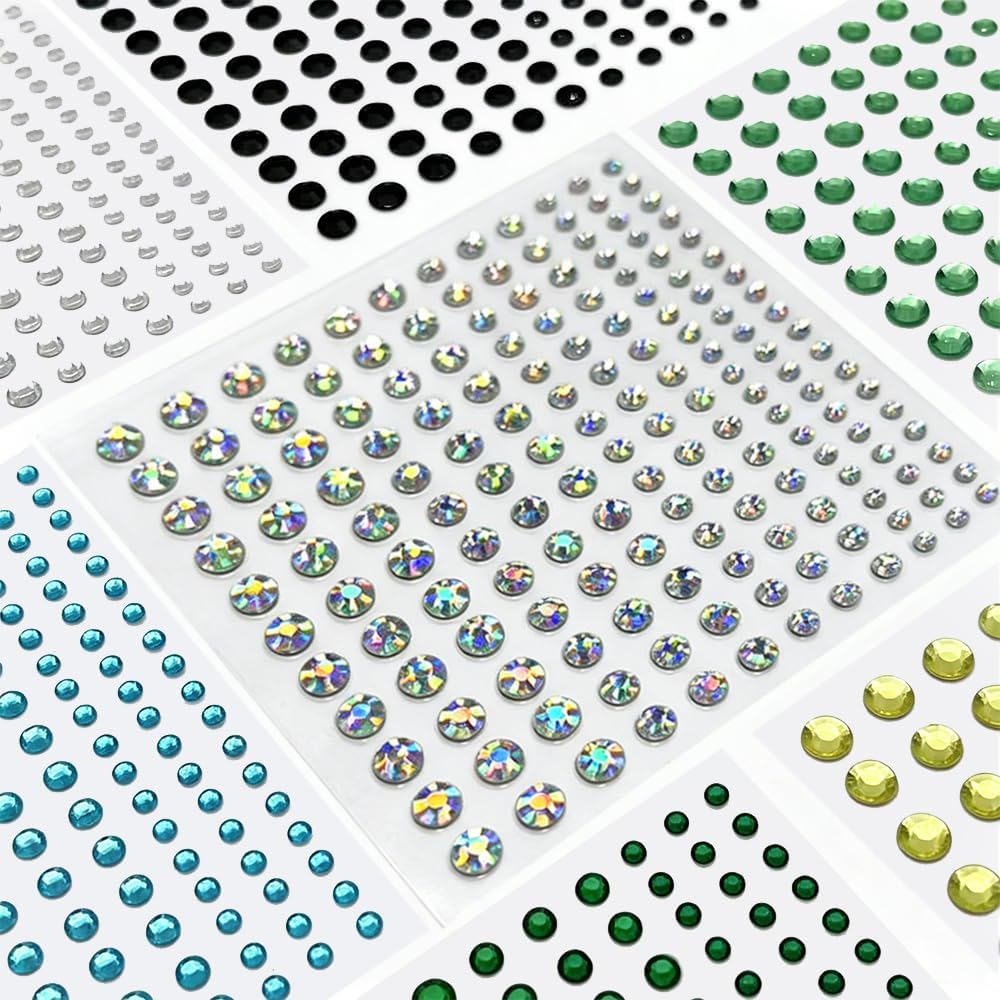 2310pcs Bling Gem Stickers Sticky Gems for Makeup, Crafts, 3,4,5,6mm