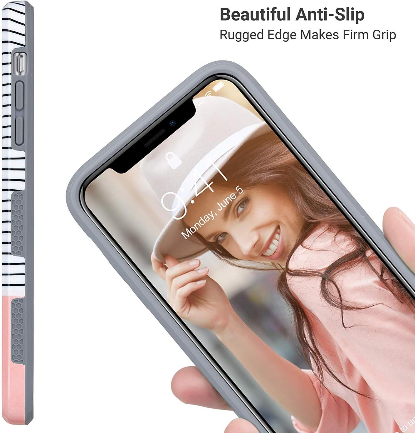 ULAK iPhone XR Case, Slim Hybrid Hard PC Shell Shockproof Phone Case for Women, Anti-Scratch Protective Bumper Cover for iPhone XR 6.1 Inch, Rose Gold Minimal