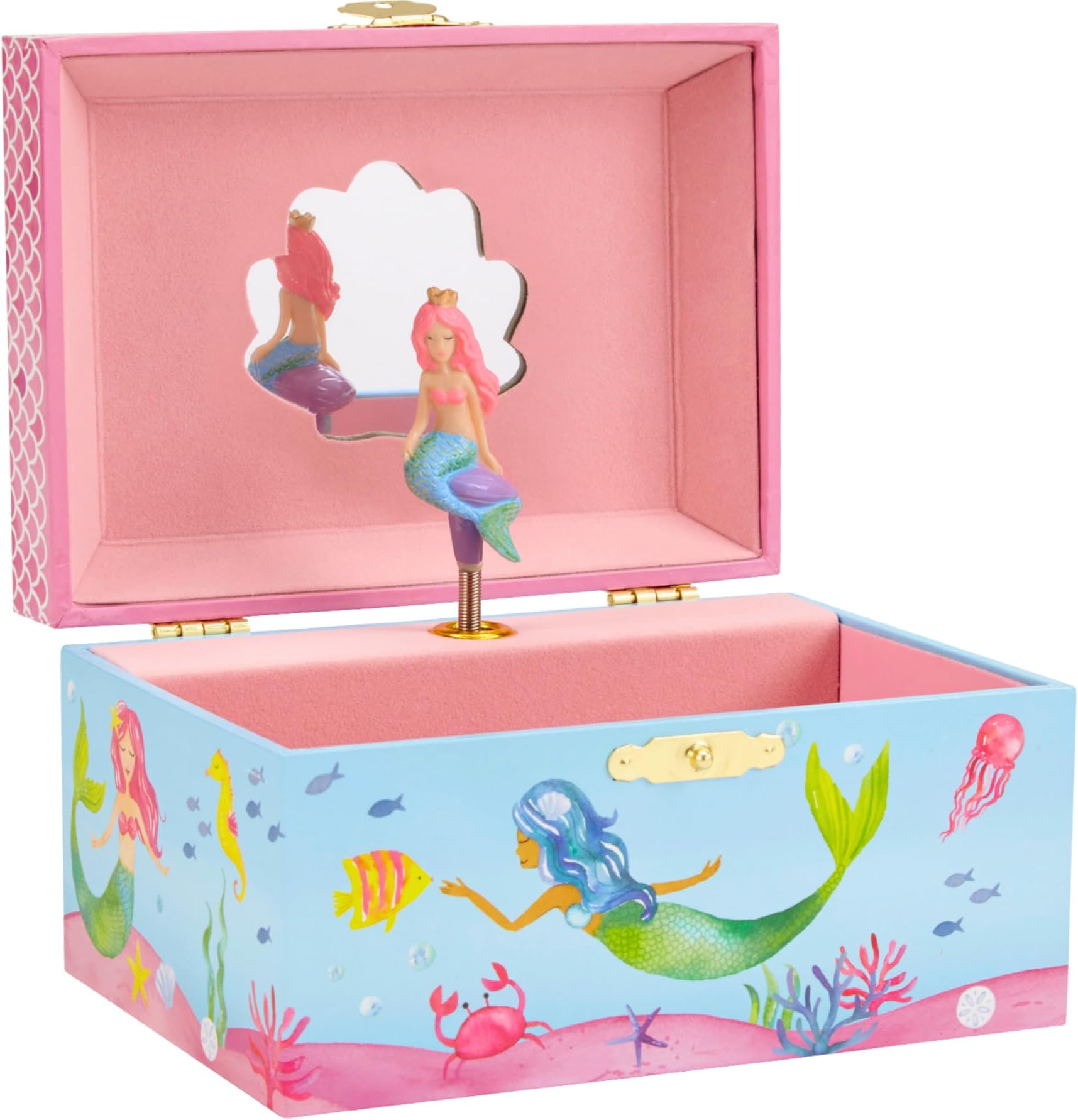 Jewelkeeper Mermaid Musical Jewelry Box, Underwater Design with Narwhal, Over the Waves Tune