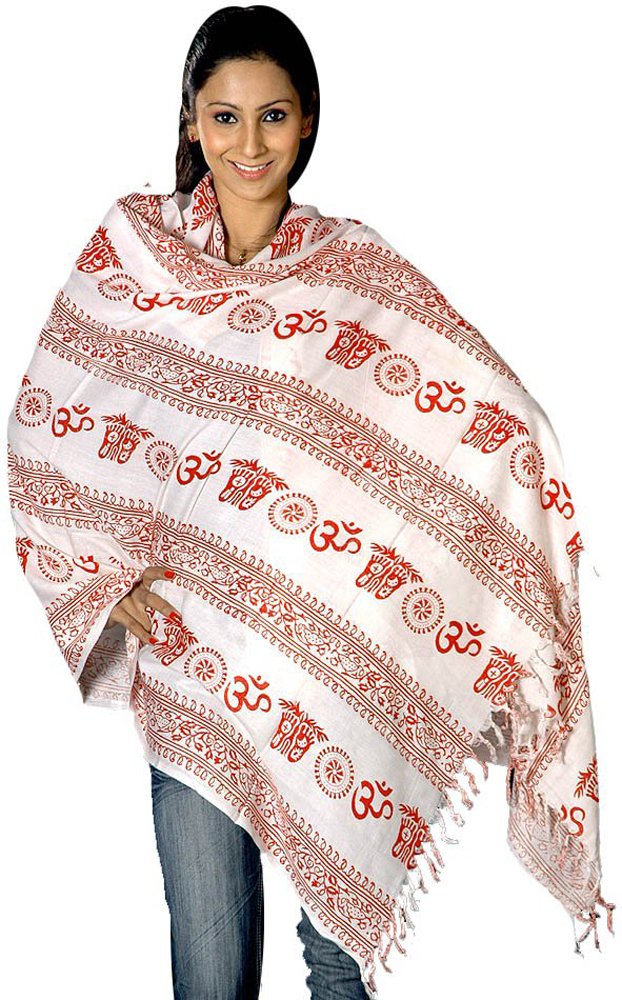 Exotic India Om Prayer Shawl