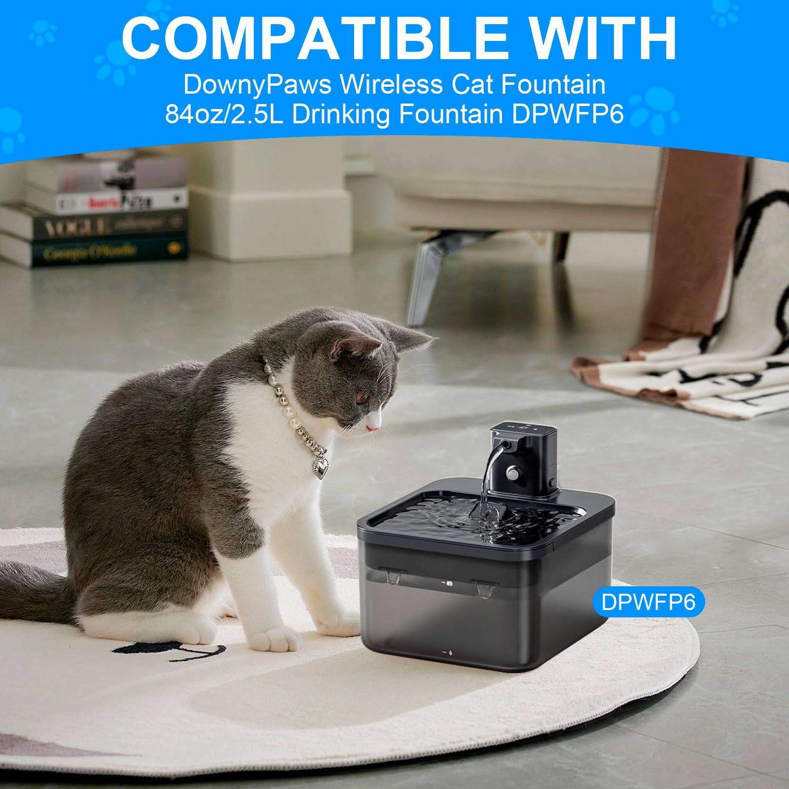 Filtri Ricambio Per Fontana Gatti DownyPaws | 12 Pezzi Con Spugna, Filtrazione A 5 Livelli - Foto 9