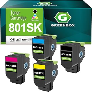 GREENBOX Remanufactured Toner Cartridge Replacement for Lexmark 80C1SK0 80C1SC0 80C1SM0 80C1SY0, High Yield for Lexmark CX310 CX310n CX310dn CX410 CX410de CX410dte CX510 CX510de CX510dthe CX510dhe