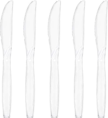 Miniatura 1 de Blue Sky Cuchillos de plástico desechables transparentes  Caja King de 100 unidades  Transparente, resistente y reutilizable para fiestas, eventos y