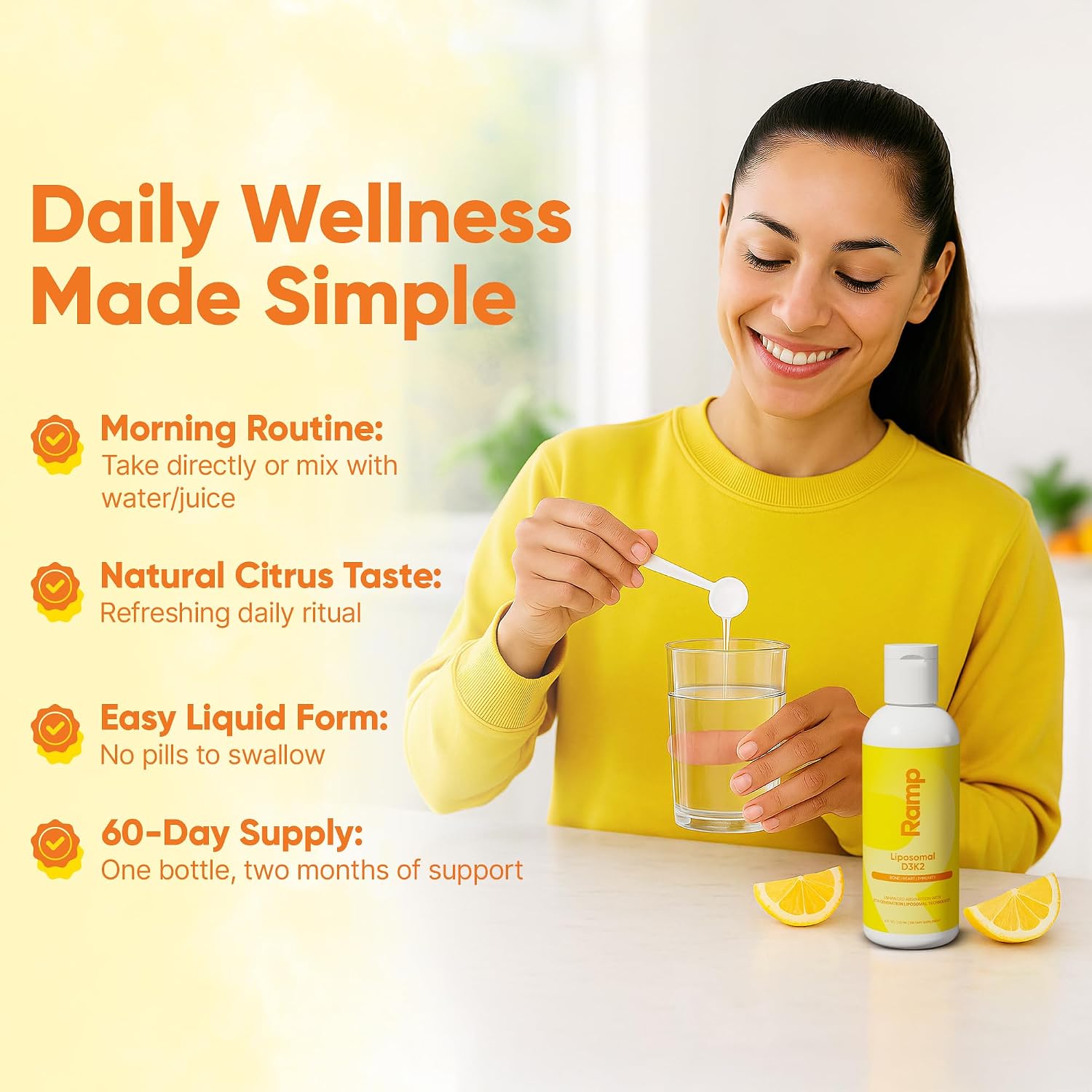 Liposomal D3 K2 Liquid – Vitamin D3 2500IU + K2 MK-7 200mcg – Bone Density, Calcium Absorption & Immune Support – Liquid Vitamin D Drops – Vegan, Non-GMO – 60 Servings